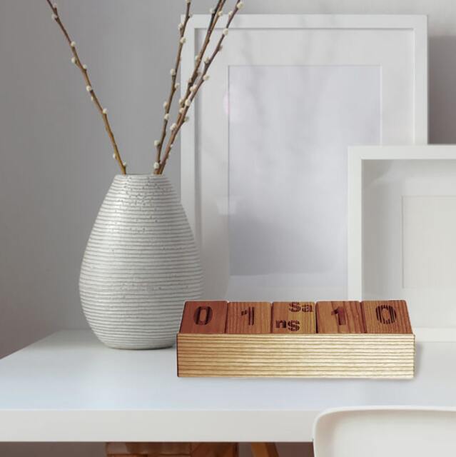 Natural Wooden Block Perpetual Calendar - image 1