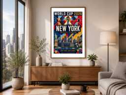 New York World Cup 2026 Host City - Football Print Gift Bespoke A5 A4 A3 Framed Or Unframed - thumbnail 1