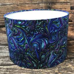 Blue Swirl Drum Lampshade/Pendant Shade. 20cm, 30cm, 40cm - thumbnail 3