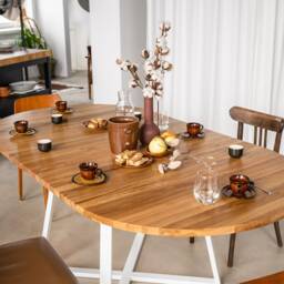 Black/White Extendable Oval Table, Modern Kitchen Oak Oiled Dining M??ne Oval - thumbnail 3