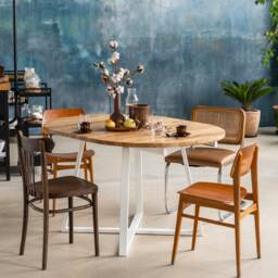 Black/White Extendable Oval Table, Modern Kitchen Oak Oiled Dining M??ne Oval - thumbnail 2