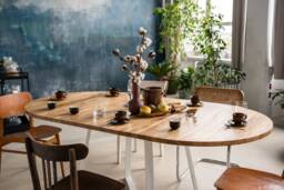 Black/White Extendable Oval Table, Modern Kitchen Oak Oiled Dining M??ne Oval