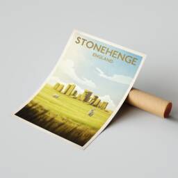 stonehenge Travel Poster, English Monument, Vintage Retro Poster - thumbnail 3