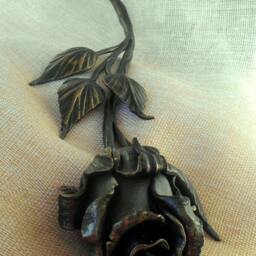 Forged Metal Rose Copper Wrought Iron Rose Gift Flower Handcrafted Steel ?????????????? Rosa ?????? Ardaigh Surgens Roos ???????? ???? ?????????????? ?????? ???????? - thumbnail 3