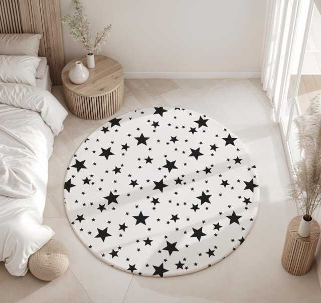 Black Stars, Carpet, Kids Decor, Children's Room Decor, Kids Rug, Carpet - image 1