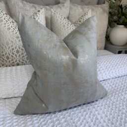 Elegant Caesar Glacier Cushion Cover Luxurious Shimmering Duck Egg Metallic Fabric By Prestigious Textiles - thumbnail 1