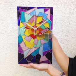 "stained Glass Mosaic Wall Clock Gaudi Art Decor - 7""x 12"