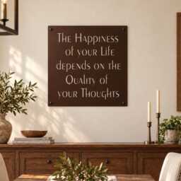 Motivational Wall Art Square Plaque Steel Sign Happiness Quote Display Modern Decor Office Wisdom Hanging Inspirational Metal - thumbnail 3
