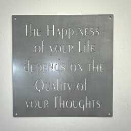 Motivational Wall Art Square Plaque Steel Sign Happiness Quote Display Modern Decor Office Wisdom Hanging Inspirational Metal - thumbnail 2
