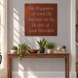 Motivational Wall Art Square Plaque Steel Sign Happiness Quote Display Modern Decor Office Wisdom Hanging Inspirational Metal - thumbnail 2