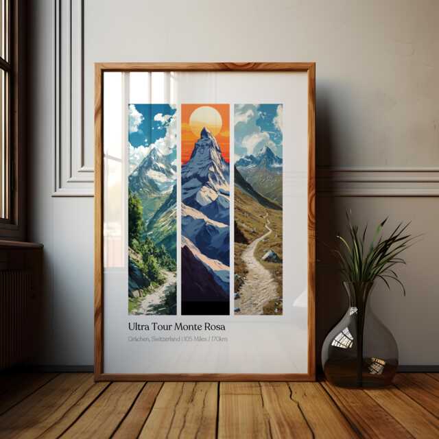 Ultra Tour Monte Rosa Poster Gr??chen Switzerland Ultramarathon Print - image 1