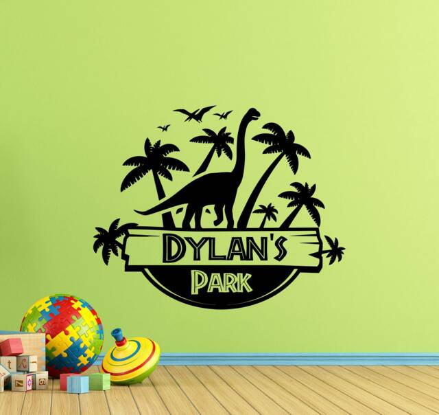 Personalized Jurassic Park Wall Decal Sign Boy Custom Name Poster Kids Room Mural Dinosaur Vinyl Sticker Playroom Decor Art Print B167 - image 1