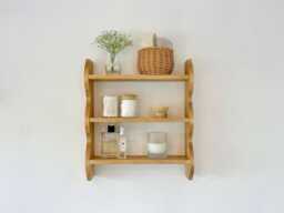 Three-Tier Solid Wood Wall Shelf - thumbnail 1