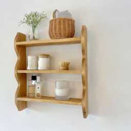 Three-Tier Solid Wood Wall Shelf - thumbnail 2