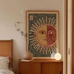 Celestial Sun Face Poster Set - Vintage Engraved Astrology Wall Art Boho Zodiac Decor - thumbnail 2