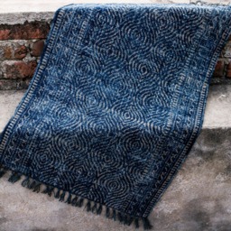 Handmade Indigo Jute Rug - 2 X 3 Ft Geometric Blue Pattern - thumbnail 3