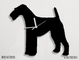 Wire Fox Terrier Dog - Wall Clock Silhouette - thumbnail 1