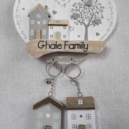 Personalised Wooden Key Holder, Perfect Couples Or Family Present. Love Heart Ring Storage. Tree Of Life Theme Wall Art Gift - thumbnail 3