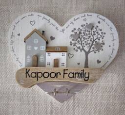 Personalised Wooden Key Holder, Perfect Couples Or Family Present. Love Heart Ring Storage. Tree Of Life Theme Wall Art Gift - thumbnail 1