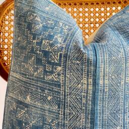 Indigo Neutral Tribal Hemp Hand Woven Natural Dye Color Lumbar Pillow Cover - thumbnail 2
