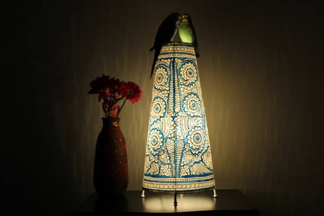 Blue Floral Motif Table Lampshade - image 1