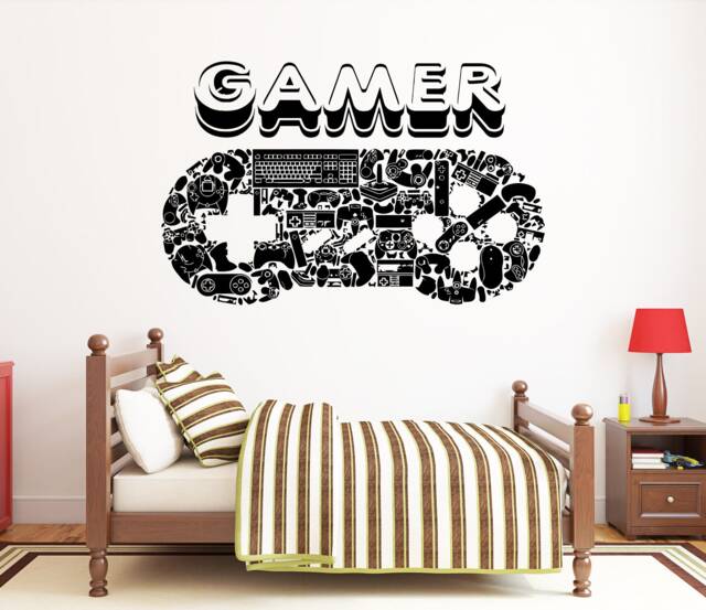 Gamer Wall Decal Video Game Controller Sticker, Gaming Room Decor Vg041 - image 1