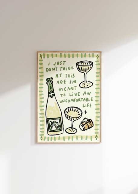White Lotus Inspired Wall Art - Not Meant For An Uncomfortable Life Champagne - Tv Quote Poster Drinks Print Holiday Lover - image 1