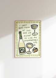 White Lotus Inspired Wall Art - Not Meant For An Uncomfortable Life Champagne - Tv Quote Poster Drinks Print Holiday Lover - thumbnail 1