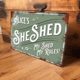 Personalised She Shed Metal Sign Garden Wall Door Decor Accessory Women's Female Vintage Retro Plaque Waterproof Mum Gift 200mm X 305mm