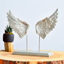 Vintage Angel Wings & Embracing Lovers Sculpture Handmade Statue - thumbnail 3