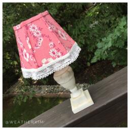 Vintage Feedsack Lampshade Handmade Pink Floral Lace Boudoir Shade, Play Haus - thumbnail 3