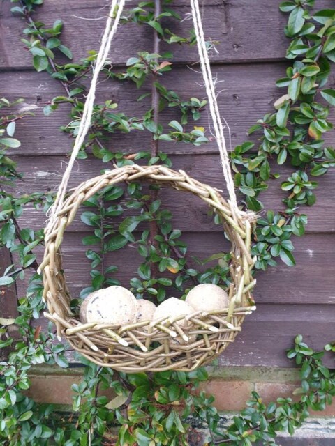 Window Bird Feeder Willow Fat Ball Holder/ Handmade Rustic Garden Gift, Wedding Anniversary Present - image 1
