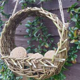 Window Bird Feeder Willow Fat Ball Holder/ Handmade Rustic Garden Gift, Wedding Anniversary Present - thumbnail 2