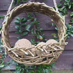 Window Bird Feeder Willow Fat Ball Holder/ Handmade Rustic Garden Gift, Wedding Anniversary Present - thumbnail 3