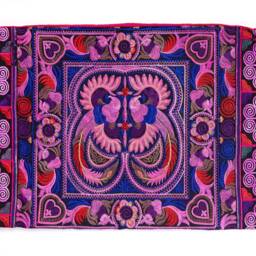 12x20 Embroidered Hmong Pillow Cover, Pink Bird Design, Boho Cushion - Cs10-3Pin - thumbnail 3