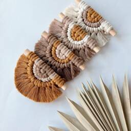 Mini Macrame Wall Hanging Linen Boho Decor, Sunshine Design - thumbnail 2