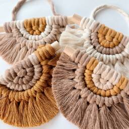 Mini Macrame Wall Hanging Linen Boho Decor, Sunshine Design - thumbnail 3