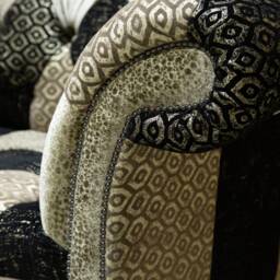 Unique British Handmade 3 Seater Black/Gold Velvet Fabric Patchwork Chesterfield Sofa - thumbnail 3