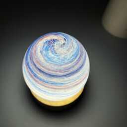 Custom Blue Swirl Planet Night Light, Hollowed Striped Glass Lampshade, Milky Way Lamp, Celestial Bedroom Decor Gift - thumbnail 4