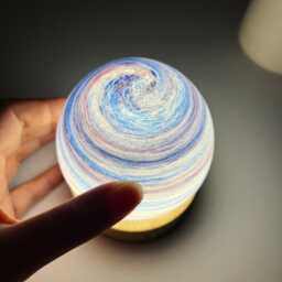 Custom Blue Swirl Planet Night Light, Hollowed Striped Glass Lampshade, Milky Way Lamp, Celestial Bedroom Decor Gift - thumbnail 3