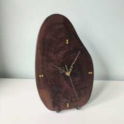 Unique Walnut Wood Clock - Handmade Sculptural Table & Wall Clock, One Of A Kind Natural Edge Wooden Modern Rustic Home Decor - thumbnail 3