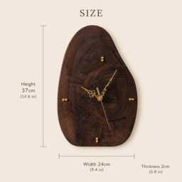Unique Walnut Wood Clock - Handmade Sculptural Table & Wall Clock, One Of A Kind Natural Edge Wooden Modern Rustic Home Decor - thumbnail 4