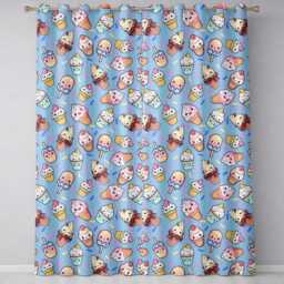 Cute Kawaii Ice Cream Desserts On Blue Background Seamless Pattern Readymade Eyelet Ring Top Thermal 100% Blackout Curtains - thumbnail 2