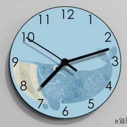 Whale Watercolor Wall Clock - Kids Nursery Room, Teens Baby Room - thumbnail 2