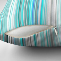 Modern Pillow, Blue Turquoise White Lines, Home Decor, Geometric Decorative Throw Digital Art, Spring Modern Decoration - thumbnail 3
