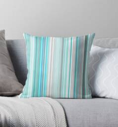 Modern Pillow, Blue Turquoise White Lines, Home Decor, Geometric Decorative Throw Digital Art, Spring Modern Decoration