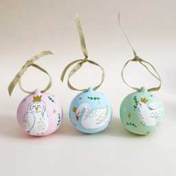 Personalised Hand Illustrated Swan, Owl Or Dove Christmas Bauble Gift - thumbnail 2