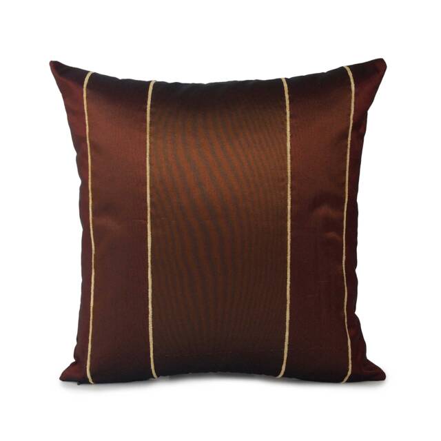 Burgundy Gold Tan Decorative Throw Pillow Covers, Cushion Gold Velour Striped Pillow, Polyester Pillowcase, Trendy Lumbar Pillow - image 1