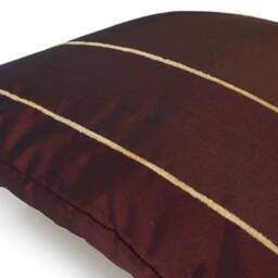 Burgundy Gold Tan Decorative Throw Pillow Covers, Cushion Gold Velour Striped Pillow, Polyester Pillowcase, Trendy Lumbar Pillow - thumbnail 4