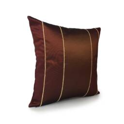 Burgundy Gold Tan Decorative Throw Pillow Covers, Cushion Gold Velour Striped Pillow, Polyester Pillowcase, Trendy Lumbar Pillow - thumbnail 2